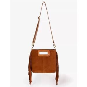 NEW PENELOPE CHILVERS women's fringe handy suede bag in brown